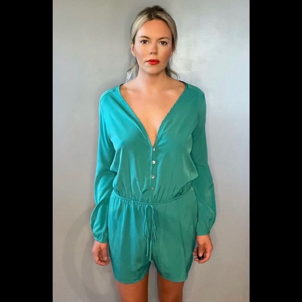 Dark mint Green Romper
